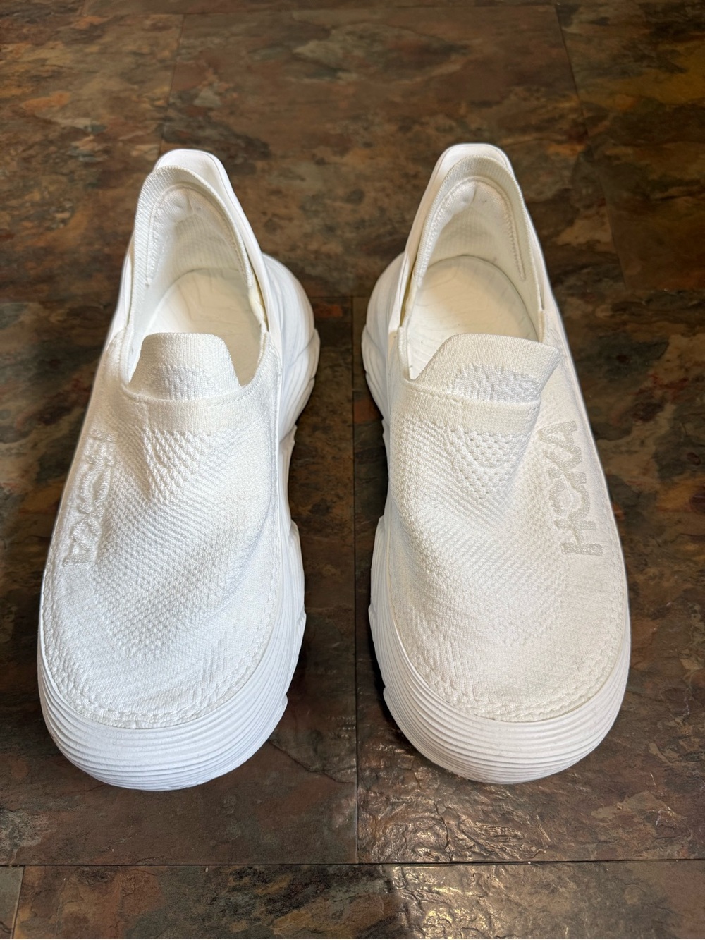 Hoka One One Women's Slip-On Knit Sneakers in White
